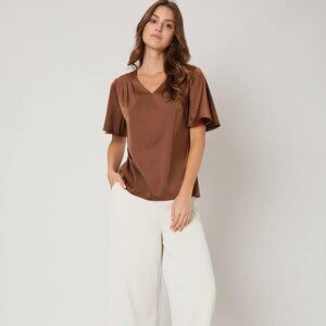 ZARA RELAXED FIT BUTTERFLY SLEEVE TOP